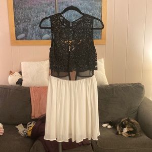 Black and white lace dress